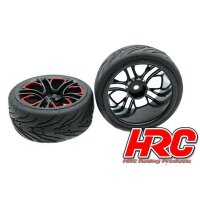 Komplettrad 12mm Rot/Schwarz 2Stk.