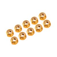 4 mm. ALU. NYLON NUT GOLD (10 pcs)