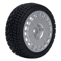 FASTRAX 1/10TH RALLY ANGLE TYRE/WHEEL SET SILVER (4)