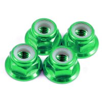 Radmuttern - M4 nyloc geflanscht - Aluminium - Grün...