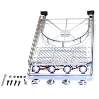 Karosserieteile - 1/10 Zubehör - Scale - Gross Dach-Regal - mit LED Licht - Silber