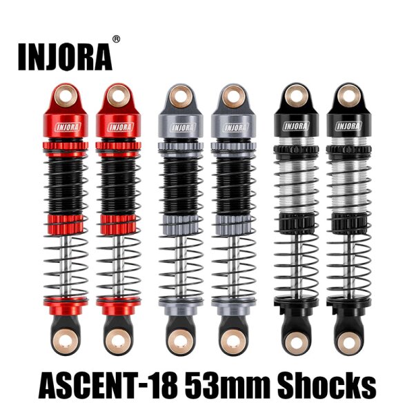 INJORA 53mm Threaded Oil Shocks for 1/18 Redcat Ascent18 4pcs black