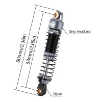 INJORA 53mm Threaded Oil Shocks for 1/18 Redcat Ascent18 4pcs grey