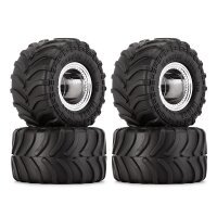 INJORA 70*38mm Monster Truck Wheels Set for 1/18 1/24 RC Crawlers (4) (MT1012) Silver