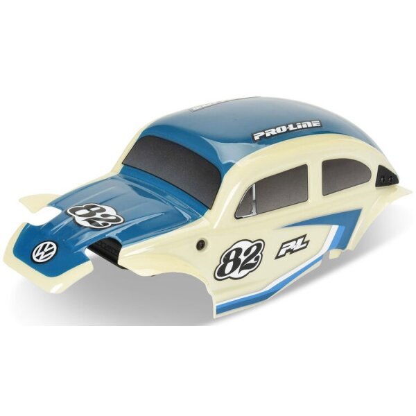 Class 1 VW Bug Blue Race Body Convers ion Kit and Flat Iron Tires Mounted 1 2mm Chrome Diablo (4) for Arrma Typho