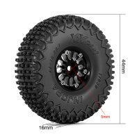 INJORA 0.75" 44*16mm Aluminum Wheels Set for 1/32 Redcat Ascent-32 (W7501) Black