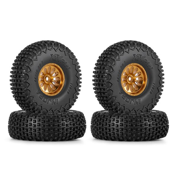 INJORA 0.75" 44*16mm Aluminum Wheels Set for 1/32 Redcat Ascent-32 (W7501) Gold