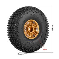 INJORA 0.75" 44*16mm Aluminum Wheels Set for 1/32 Redcat Ascent-32 (W7501) Gold
